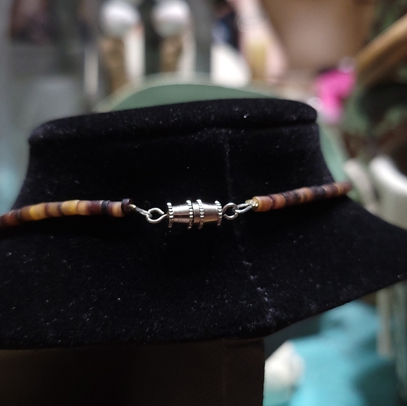 Sterling Necklace with Shell and Turquoise - Picture 4 of 7